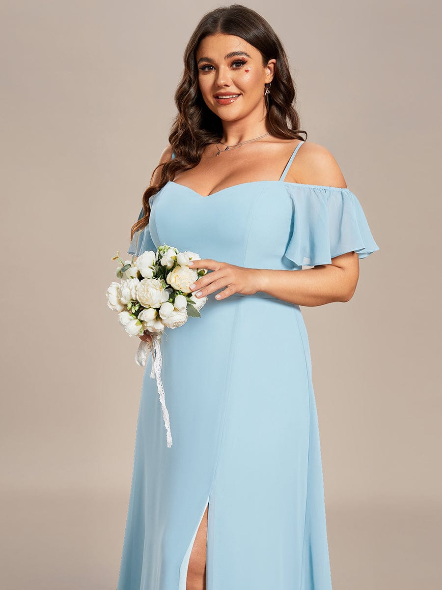 Cold-Shoulder High Split Floor Length Bridesmaid Dress