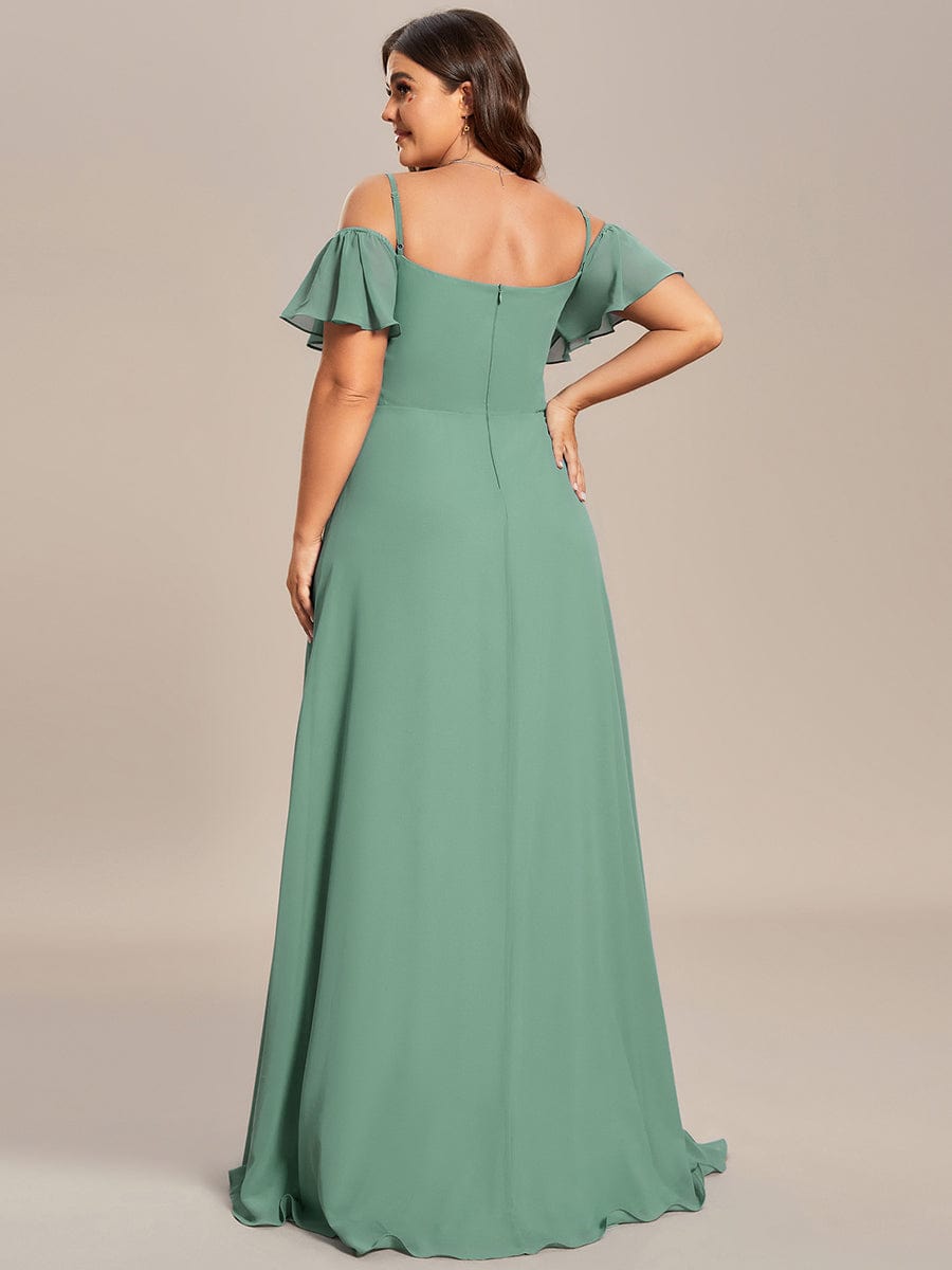 Custom Size Cold-Shoulder Floor Length Bridesmaid Dress with Side Slit