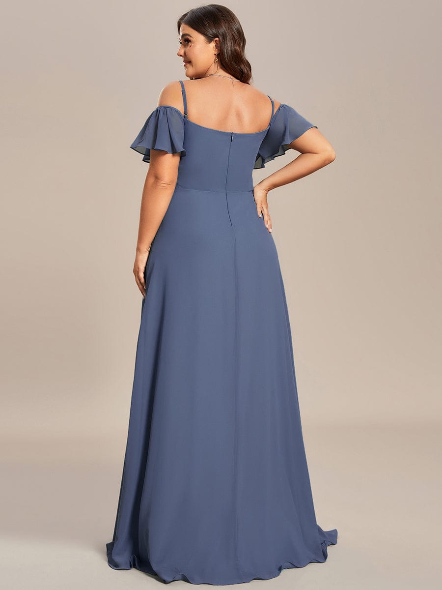 Custom Size Cold-Shoulder Floor Length Bridesmaid Dress with Side Slit