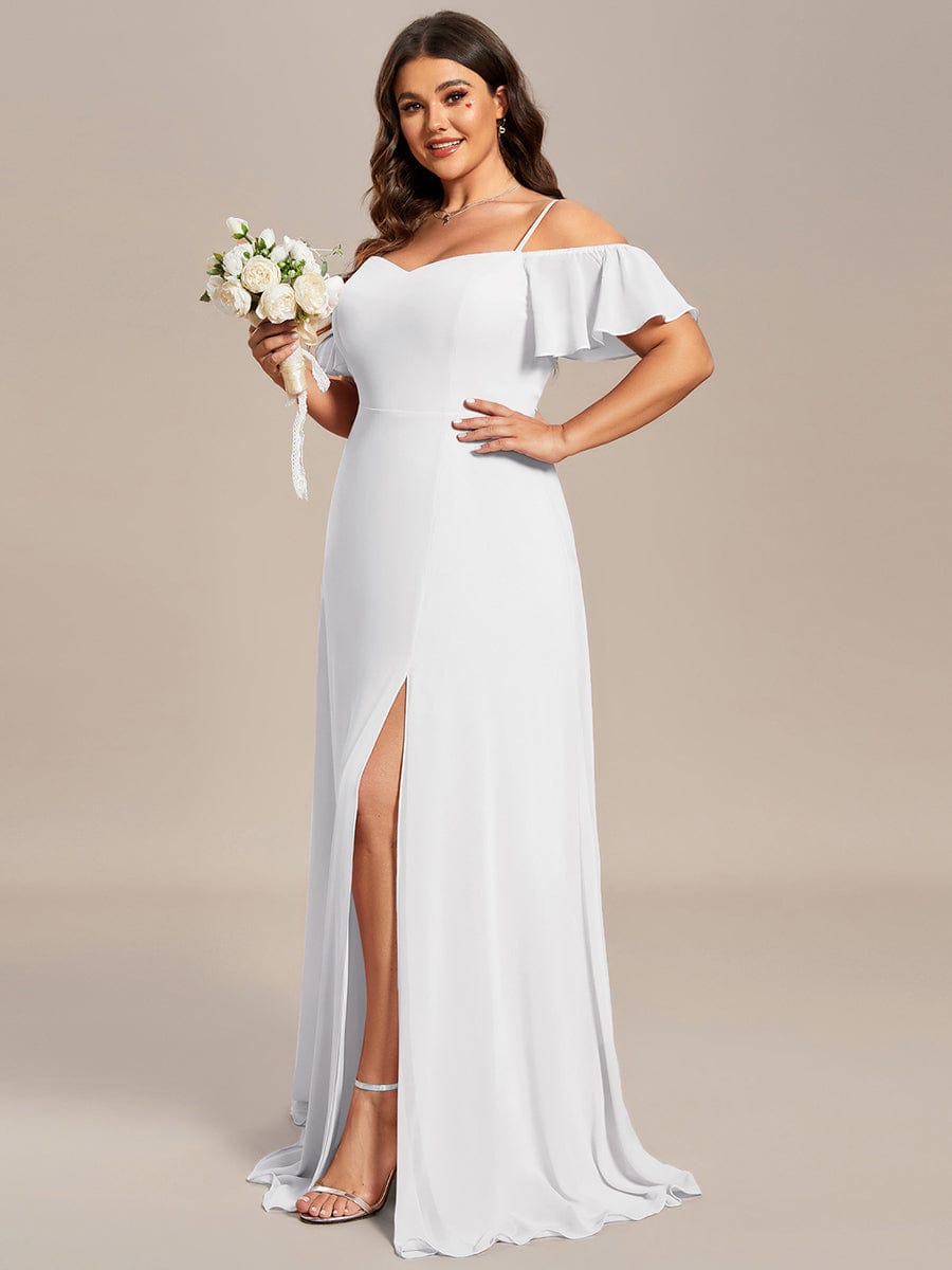 Custom Size Cold-Shoulder Floor Length Bridesmaid Dress with Side Slit