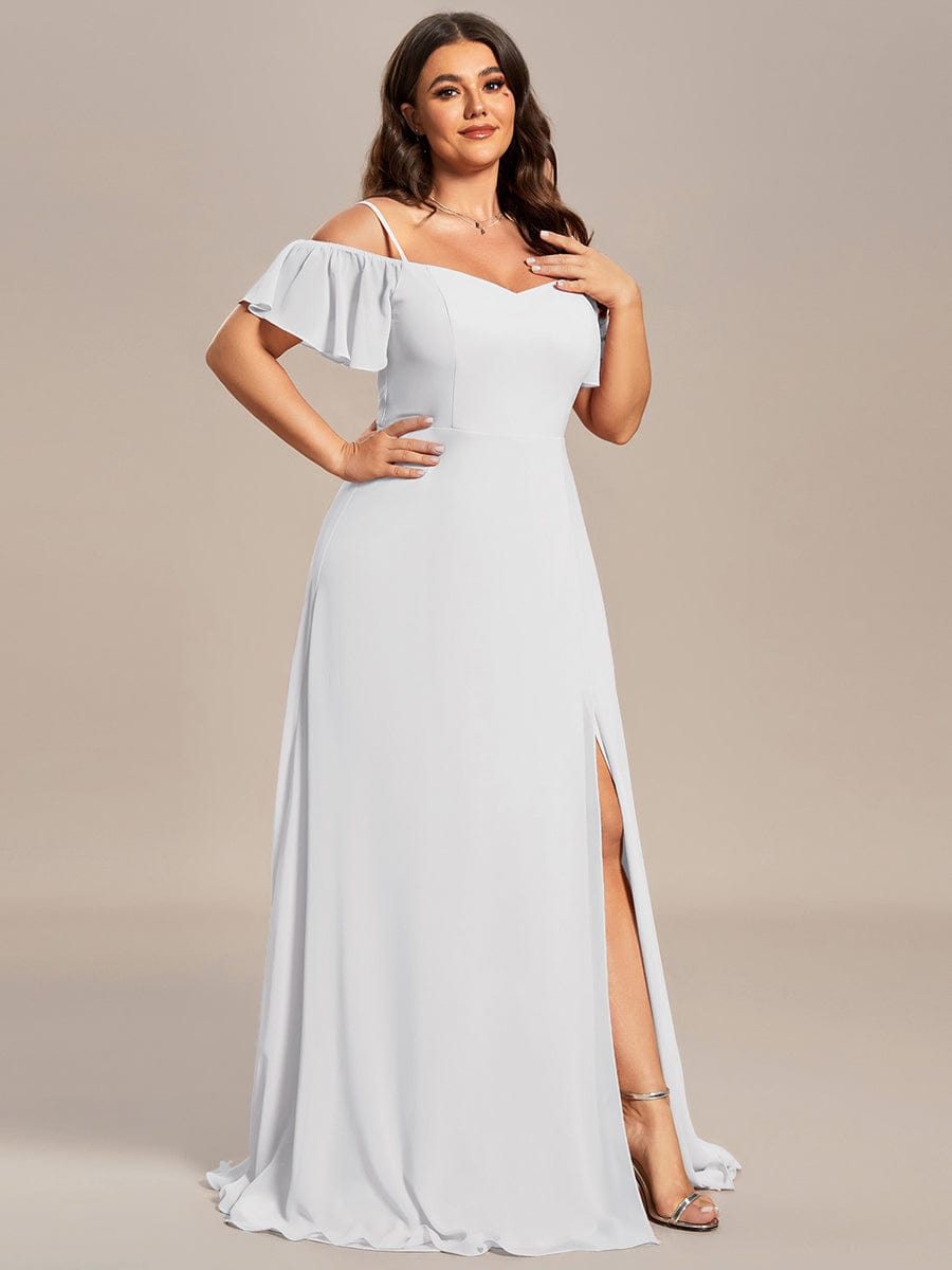 Custom Size Cold-Shoulder Floor Length Bridesmaid Dress with Side Slit