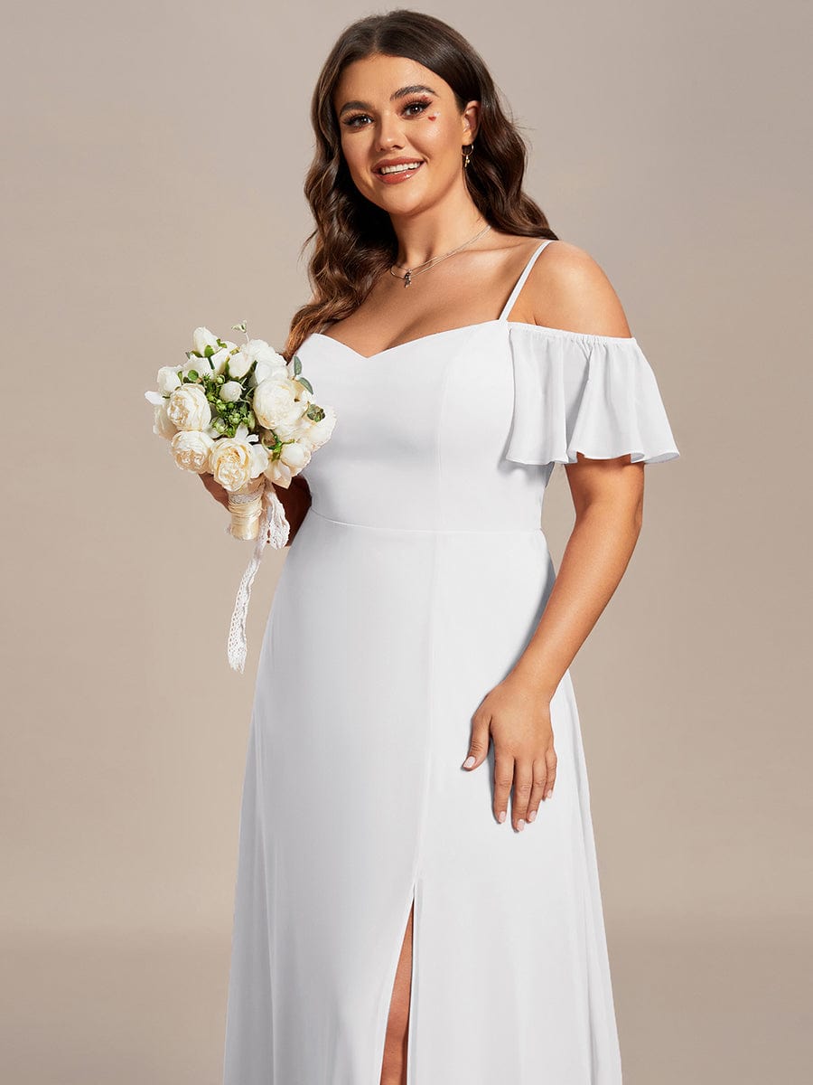 Custom Size Cold-Shoulder Floor Length Bridesmaid Dress with Side Slit