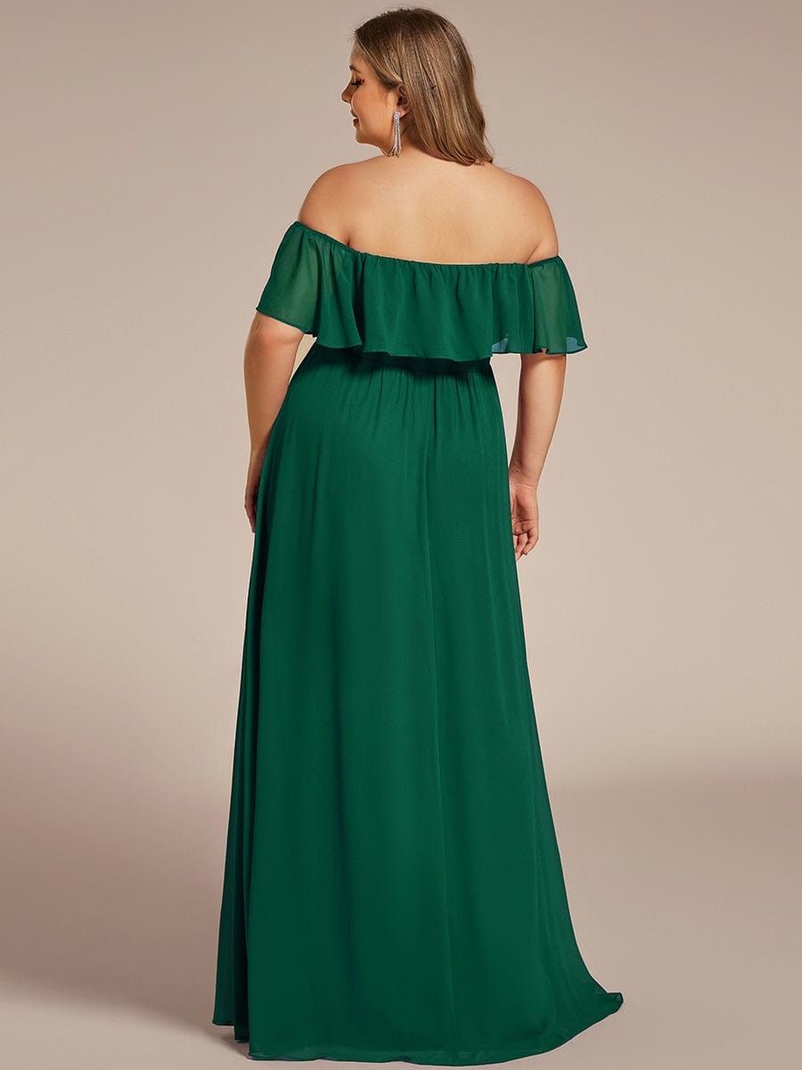 Off The Shoulder Maxi Chiffon Bridesmaid Dresses With Side Split