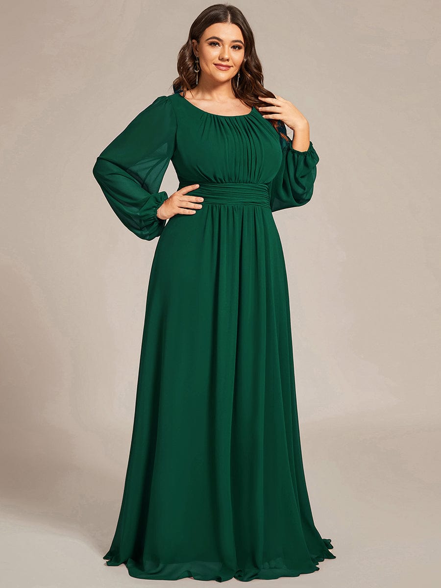 Chiffon Long Sleeve Pleated Floor Length Bridesmaid Dress