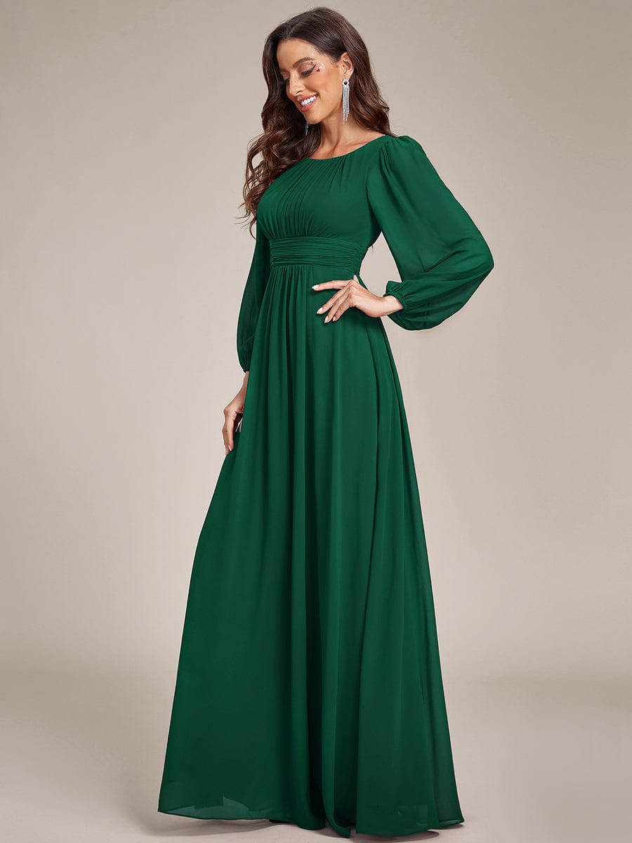 Chiffon Long Sleeve Pleated Floor Length Bridesmaid Dress