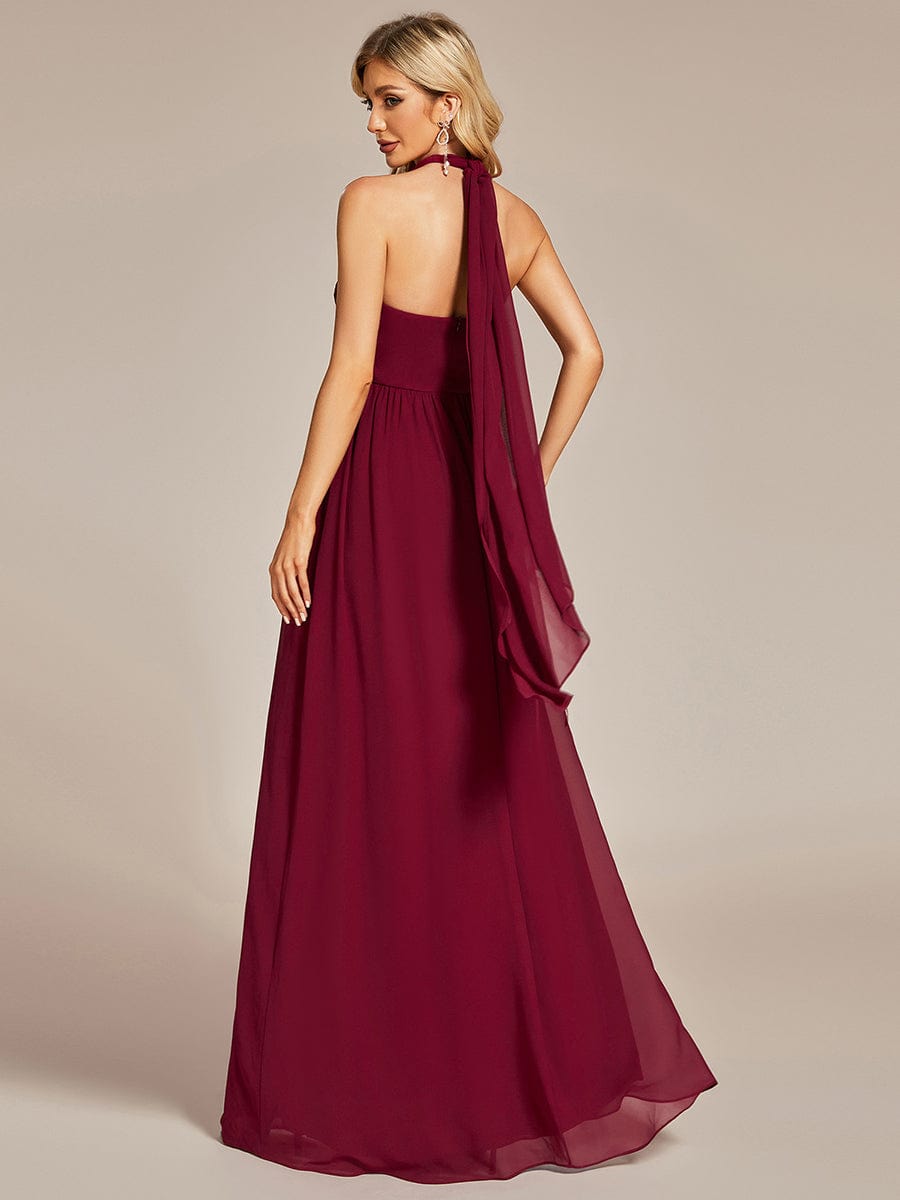 Multiway Chiffon Pleated Strapless Floor Length Bridesmaid Dress