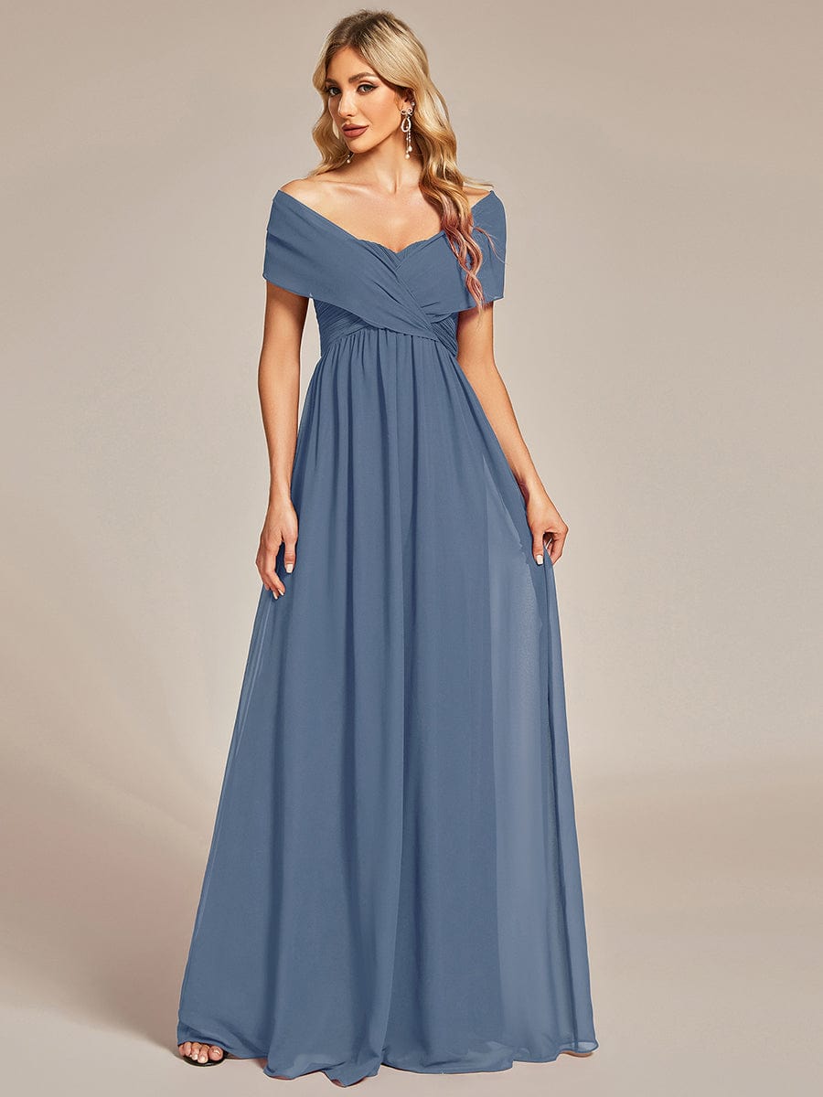 Multiway Chiffon Pleated Strapless Floor Length Bridesmaid Dress