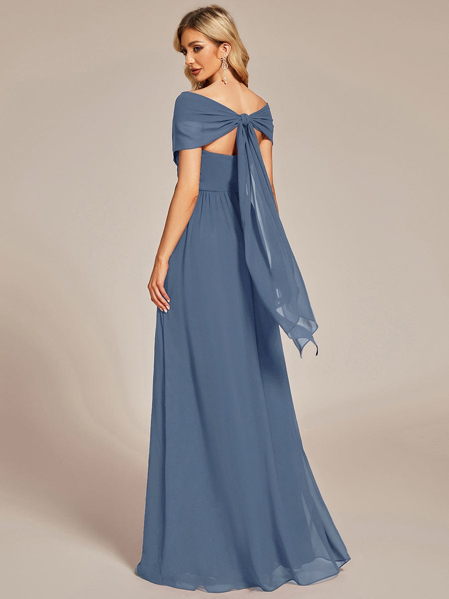 Multiway Chiffon Pleated Strapless Floor Length Bridesmaid Dress