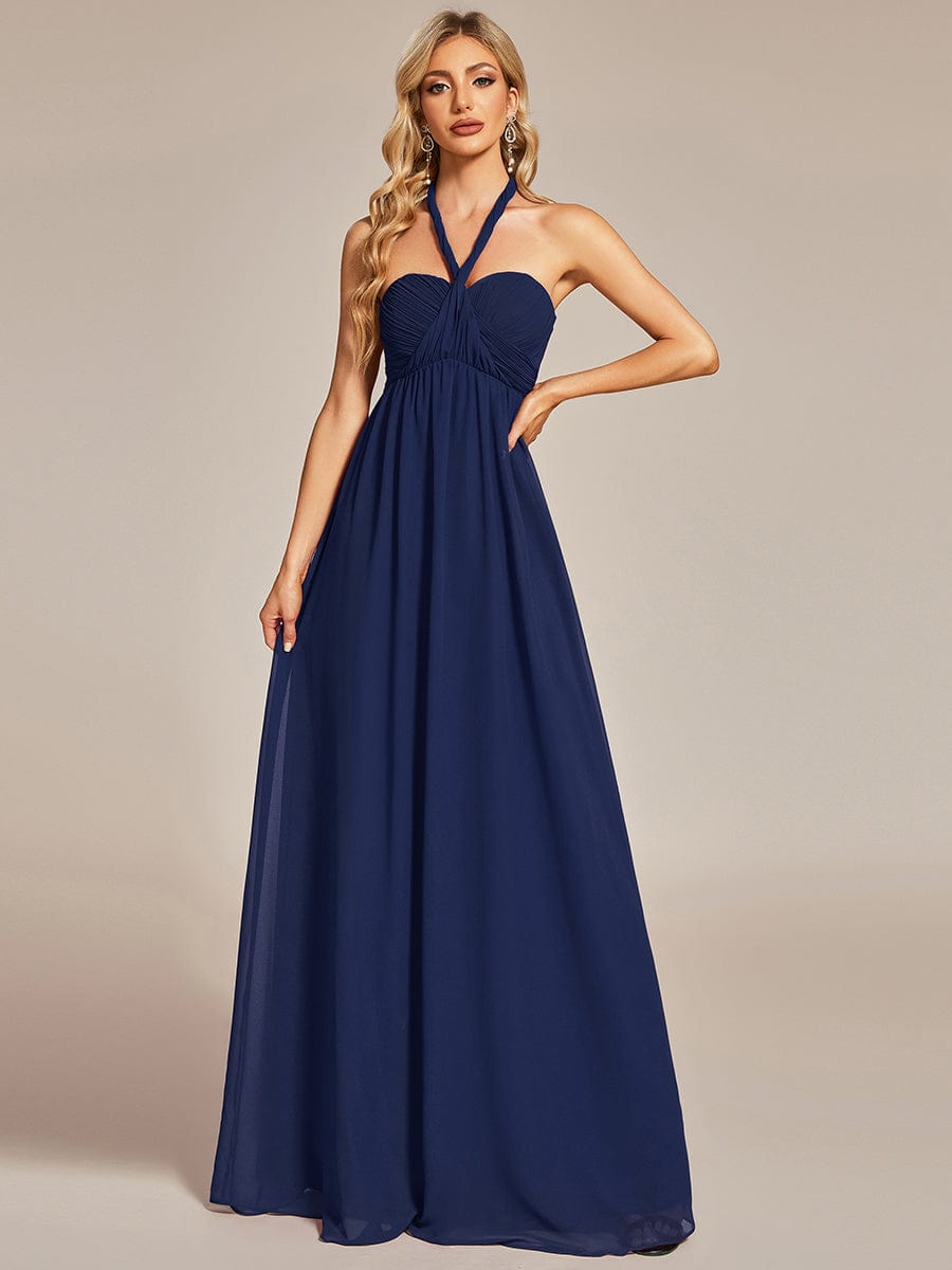 Multiway Chiffon Pleated Strapless Floor Length Bridesmaid Dress