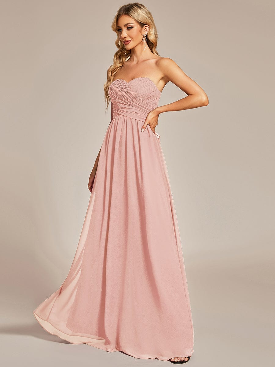 Multiway Chiffon Pleated Strapless Floor Length Bridesmaid Dress