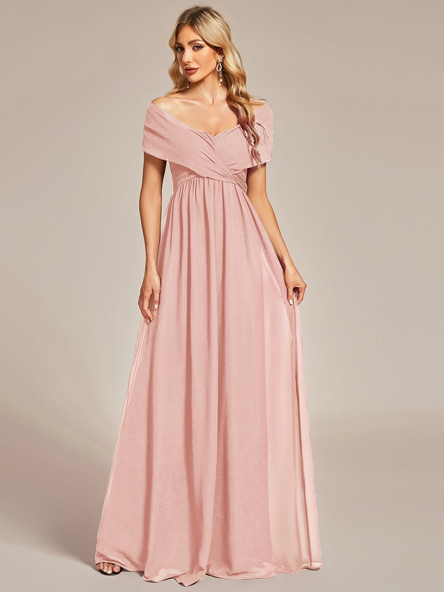 Multiway Chiffon Pleated Strapless Floor Length Bridesmaid Dress