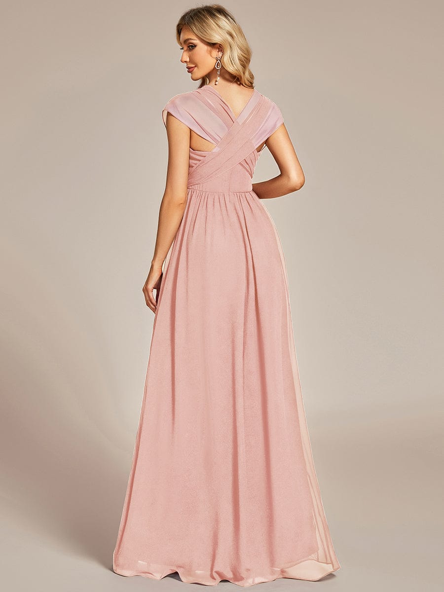 Multiway Chiffon Pleated Strapless Floor Length Bridesmaid Dress