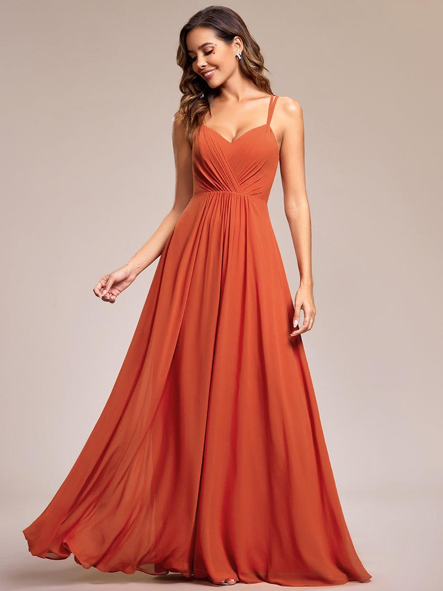 Chiffon and Lace Open Back Bridesmaid Dress with Spaghetti Straps