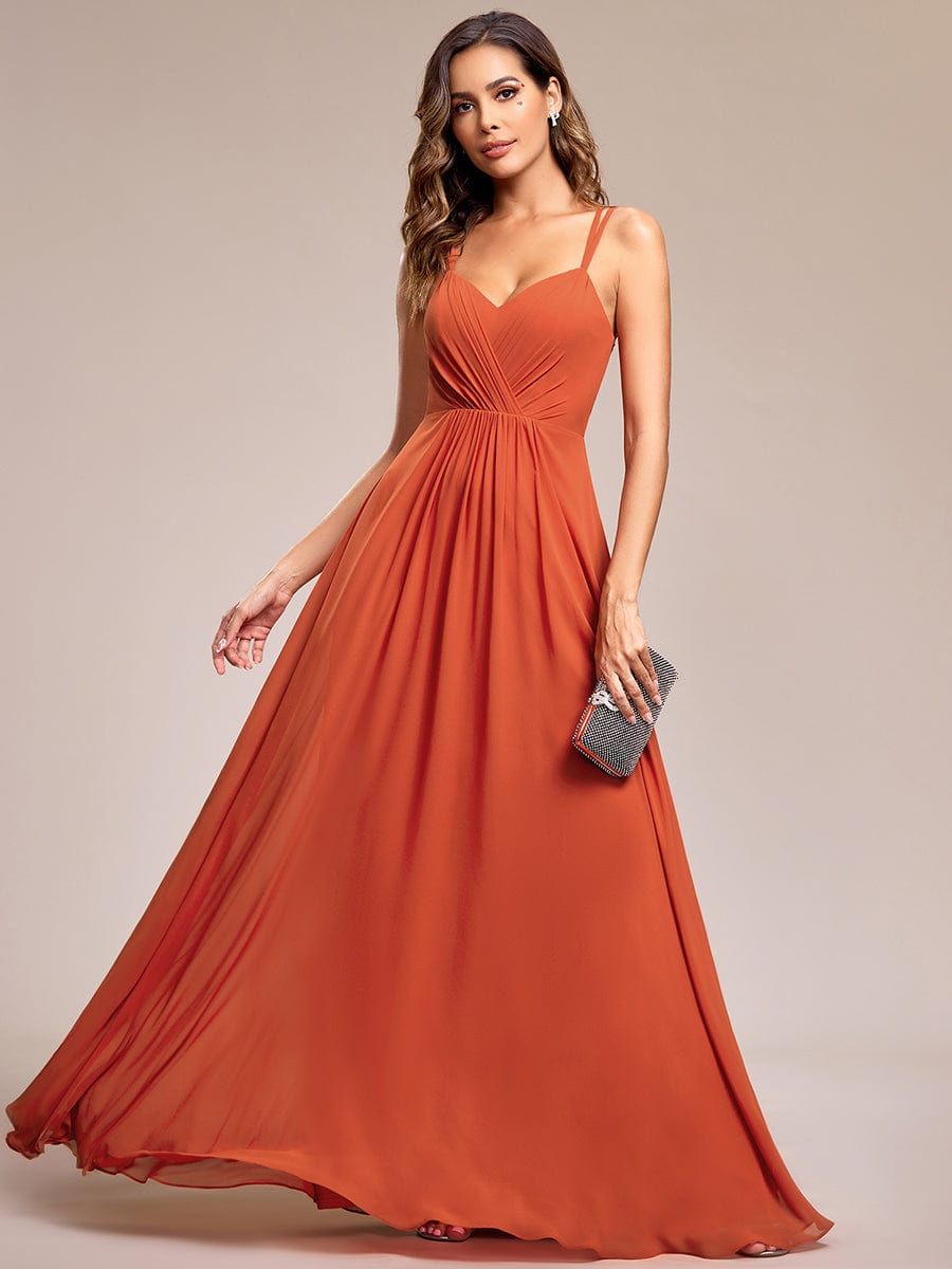 Chiffon and Lace Open Back Bridesmaid Dress with Spaghetti Straps