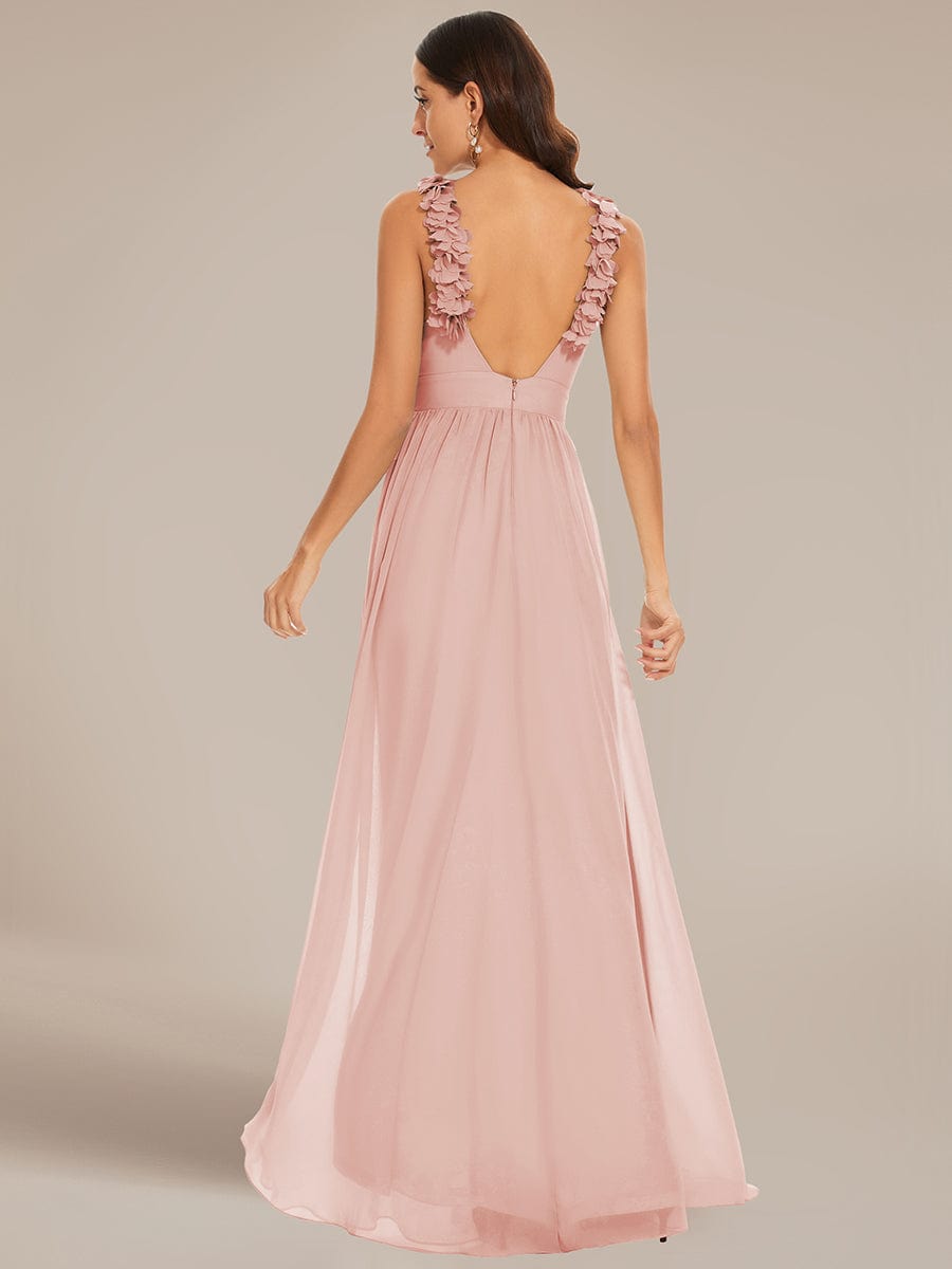 Sleeveless Floral Applique V-Neck A-Line Chiffon Bridesmaid Dress