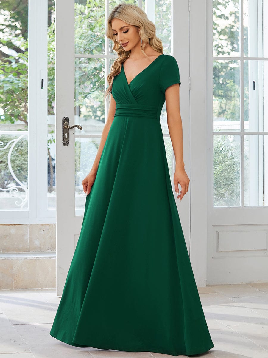 Simple Pleated Empire Waist A-Line Bridesmaid Dress