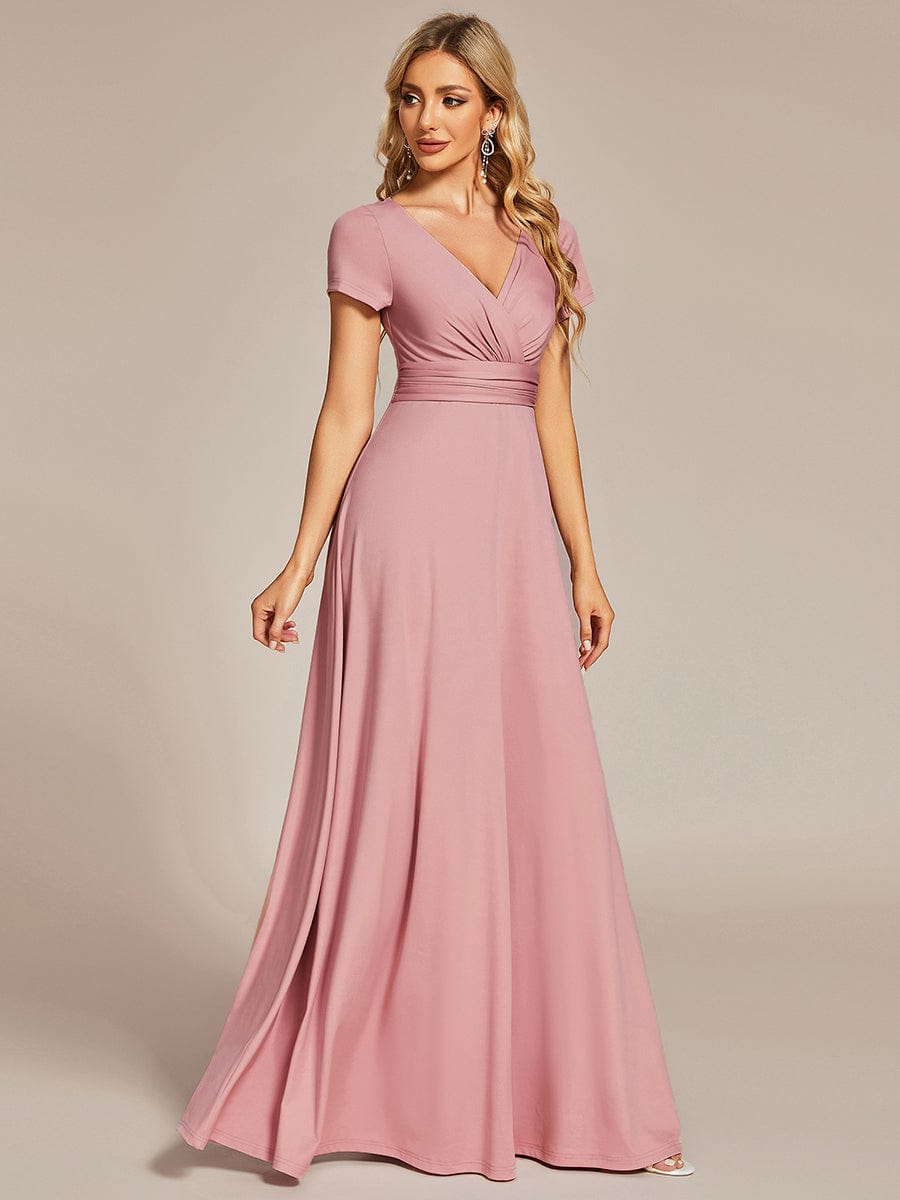 Simple Pleated Empire Waist A-Line Bridesmaid Dress