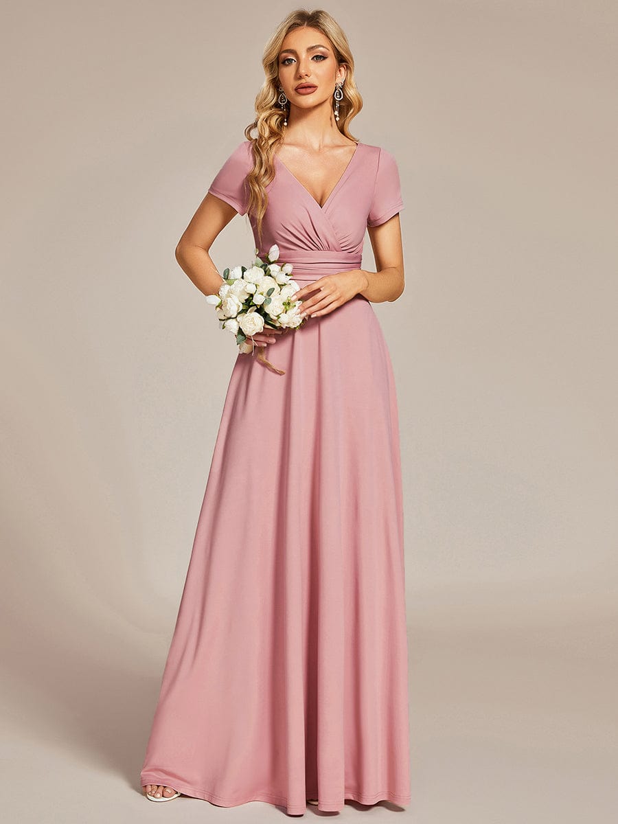 Simple Pleated Empire Waist A-Line Bridesmaid Dress