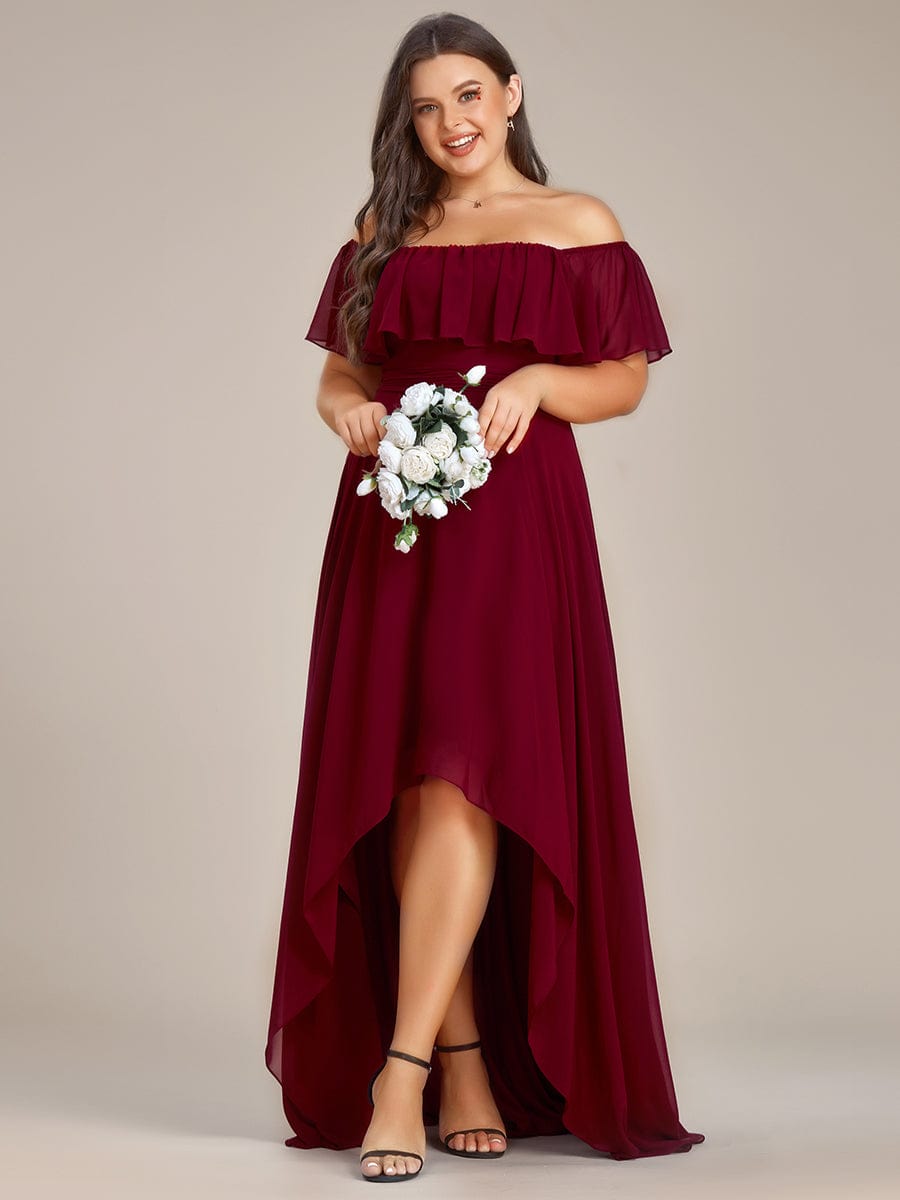 Chiffon Off-The-Shoulder High Low Bridesmaid Dress