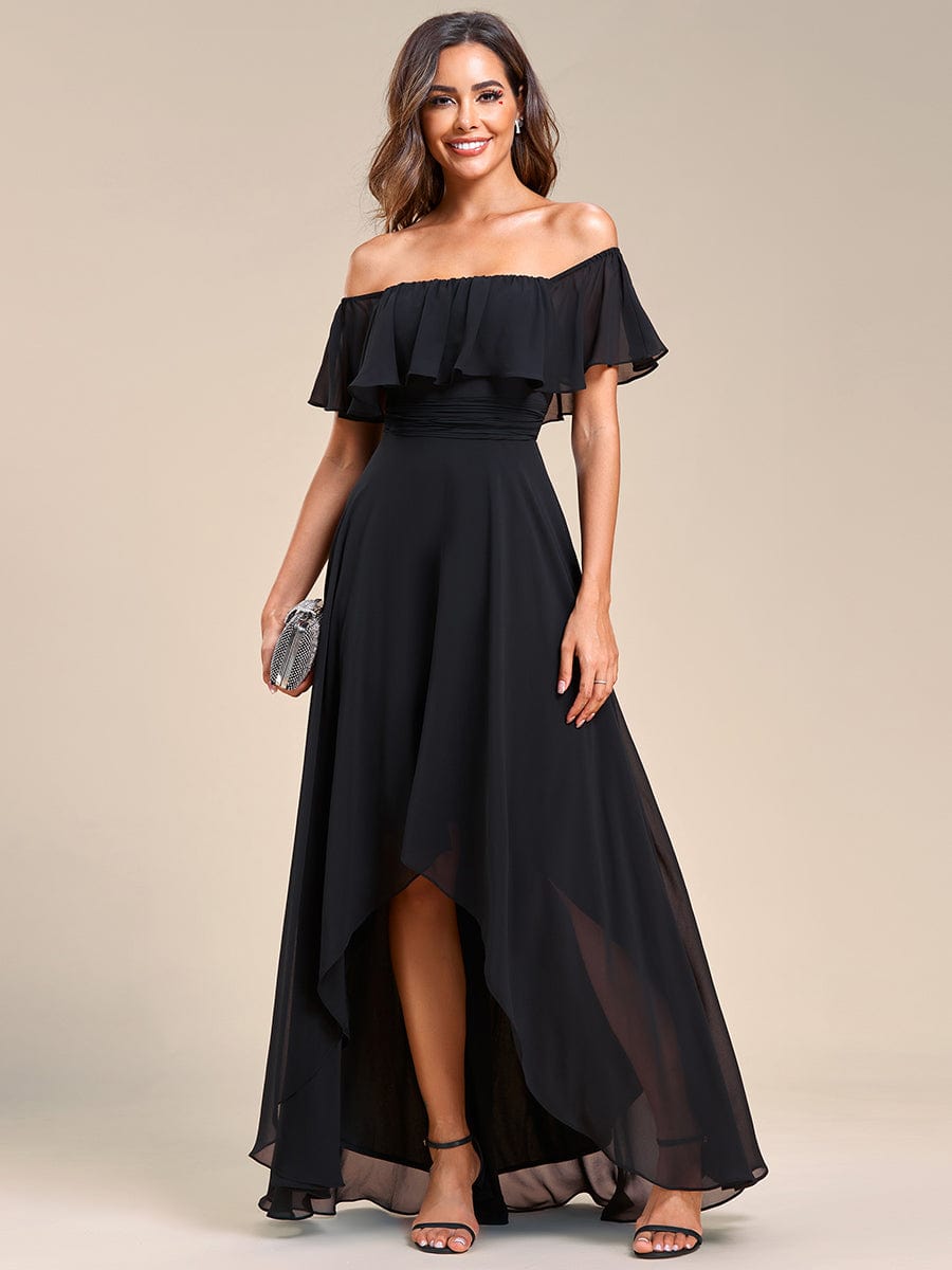 Chiffon Off-The-Shoulder High Low Bridesmaid Dress