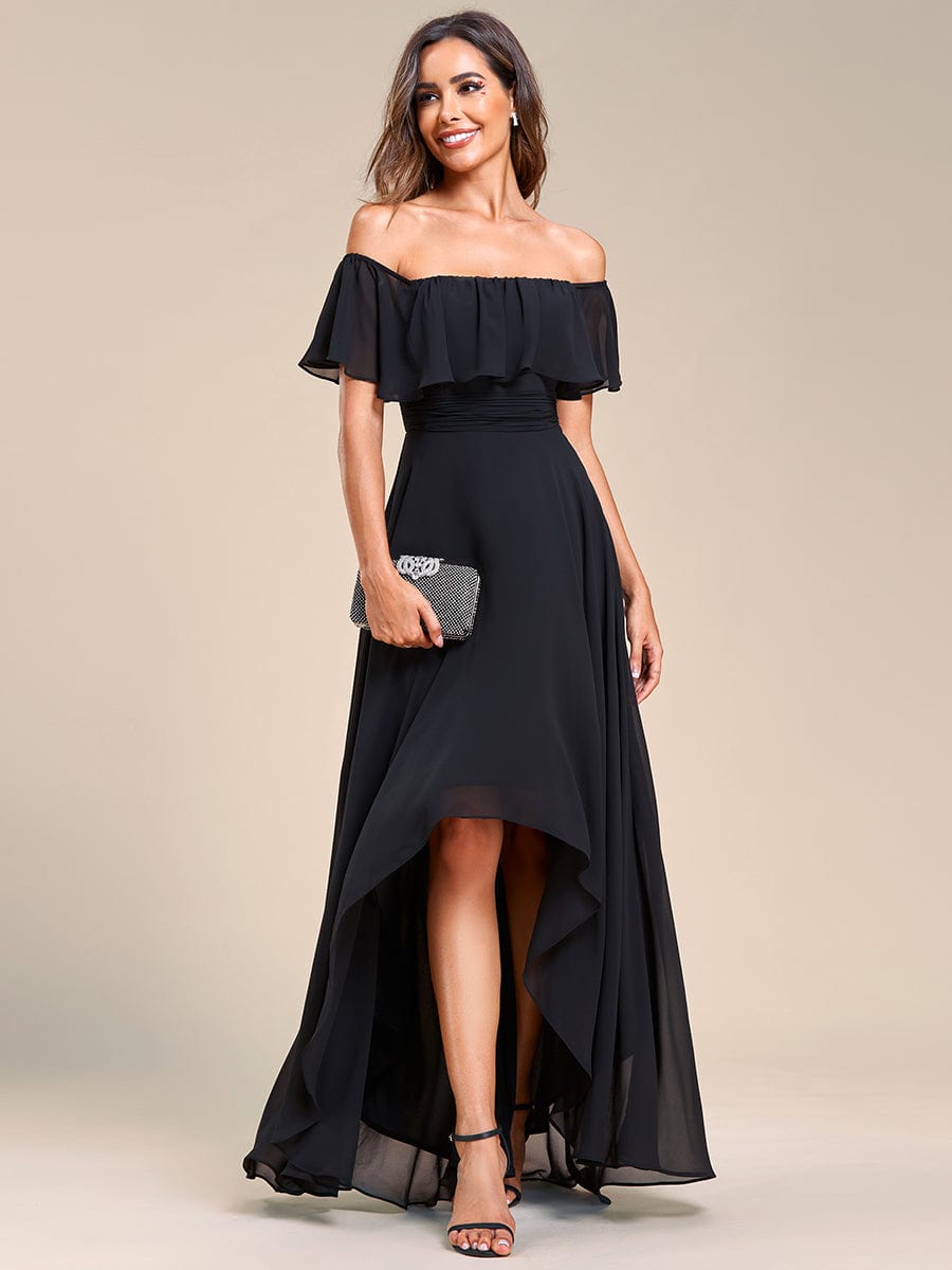 Chiffon Off-The-Shoulder High Low Bridesmaid Dress