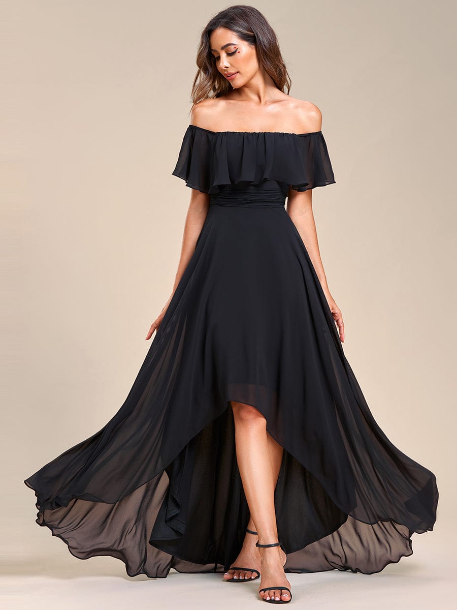 Chiffon Off-The-Shoulder High Low Bridesmaid Dress