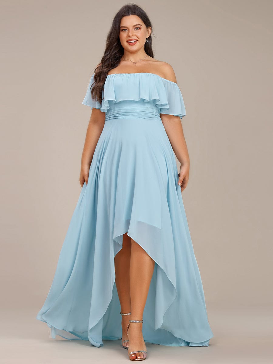 Chiffon Off-The-Shoulder High Low Bridesmaid Dress