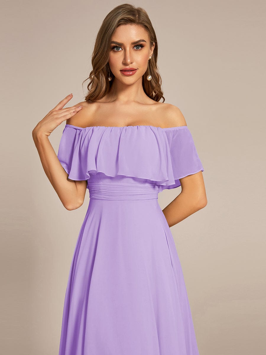 Chiffon Off-The-Shoulder High Low Bridesmaid Dress