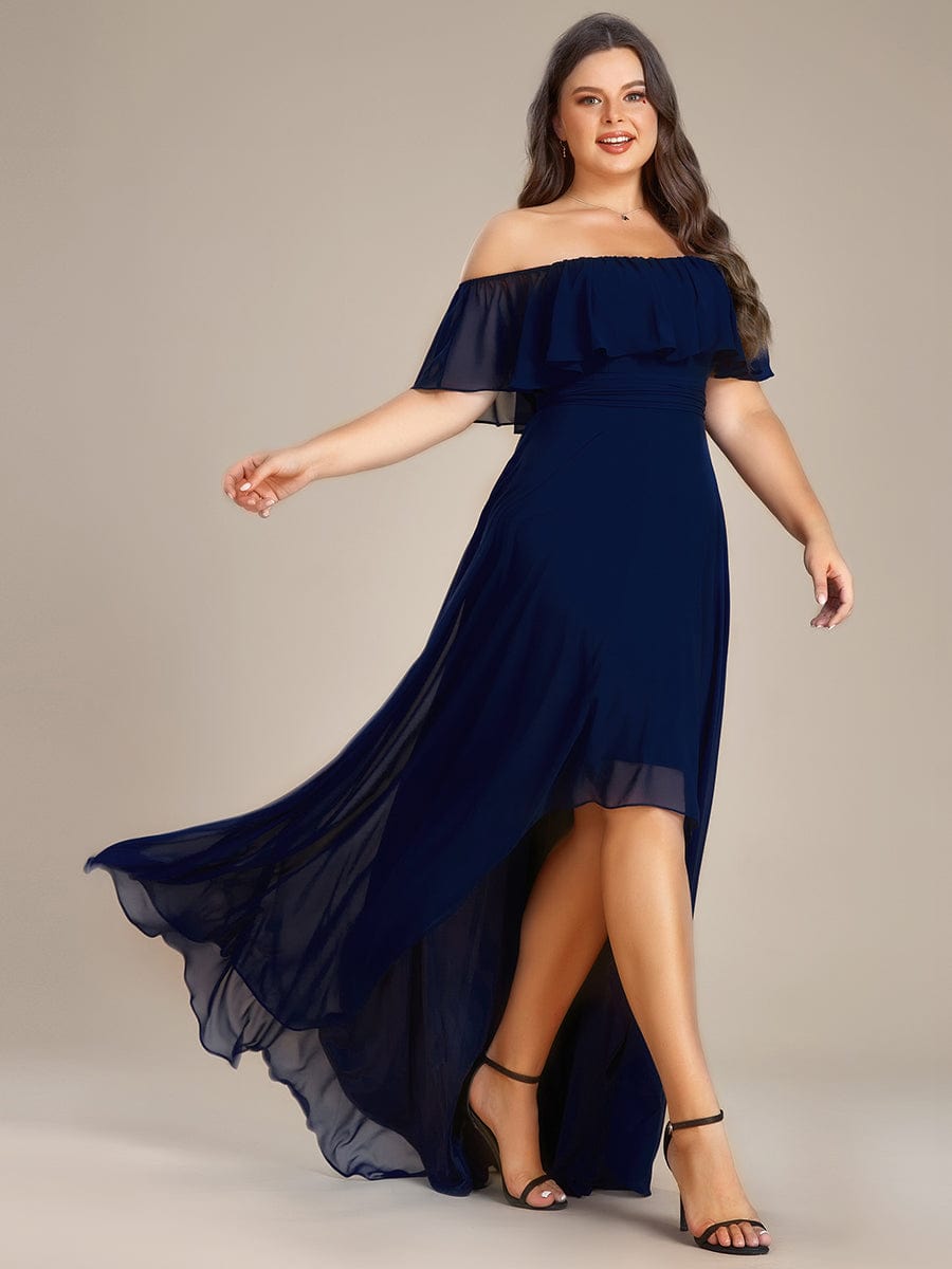 Chiffon Off-The-Shoulder High Low Bridesmaid Dress