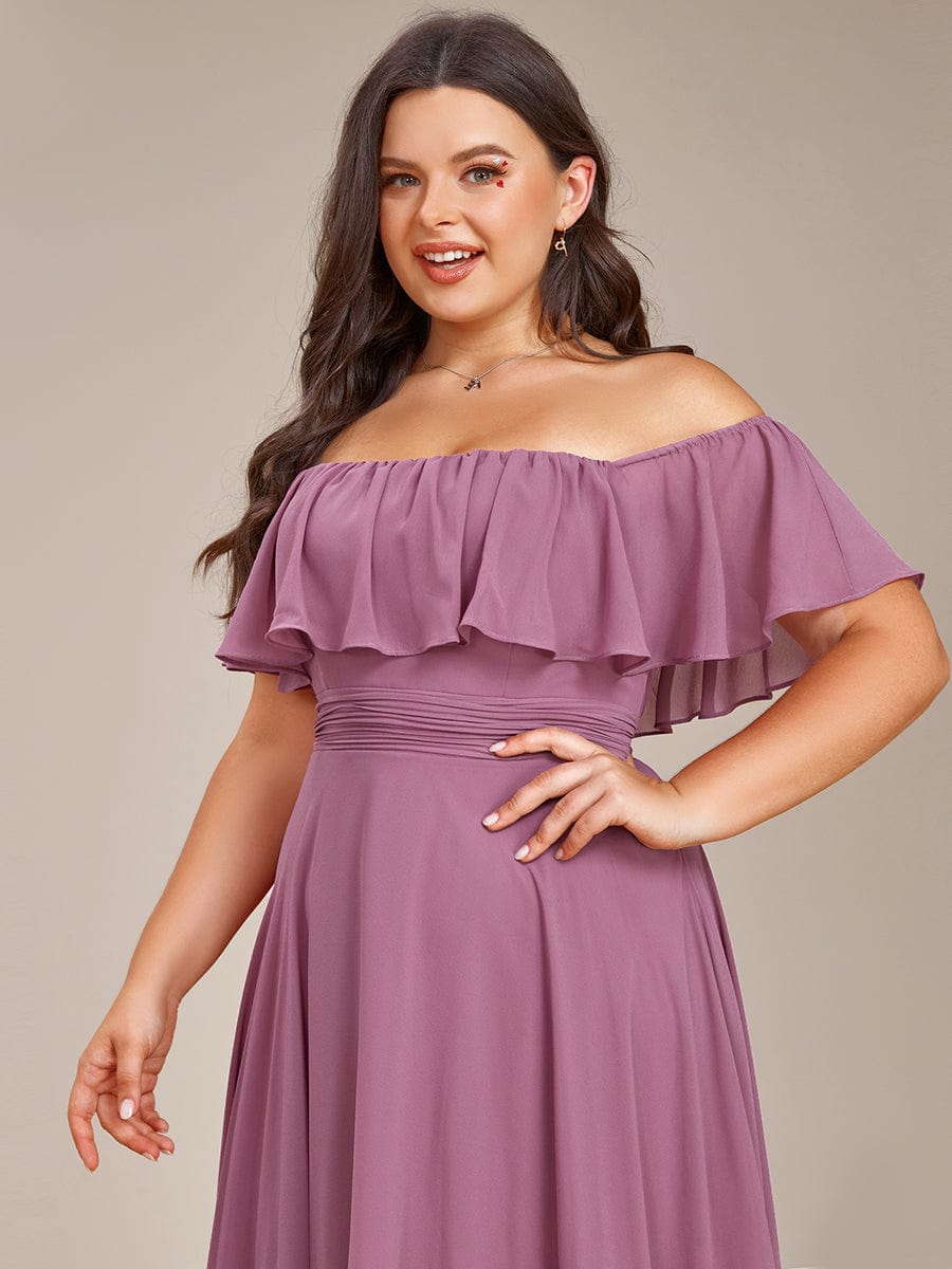 Chiffon Off-The-Shoulder High Low Bridesmaid Dress