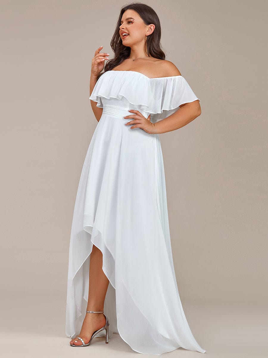 Plus Size Flowy Chiffon High-Low Off The Shoulder Bridesmaid Dress