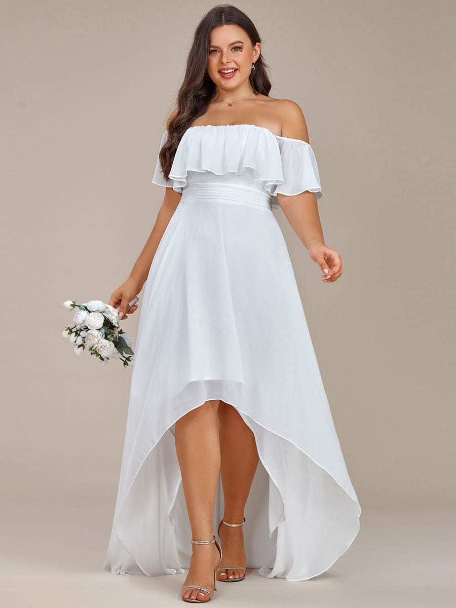 Chiffon Off-The-Shoulder High Low Bridesmaid Dress