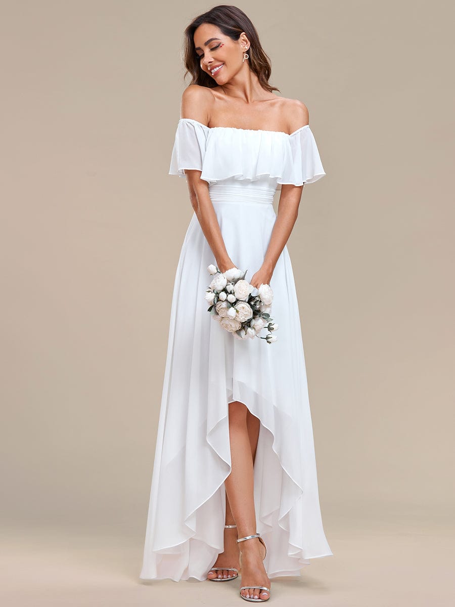 Chiffon Off-The-Shoulder High Low Bridesmaid Dress