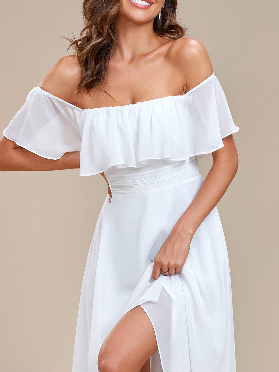 Chiffon Off-The-Shoulder High Low Bridesmaid Dress