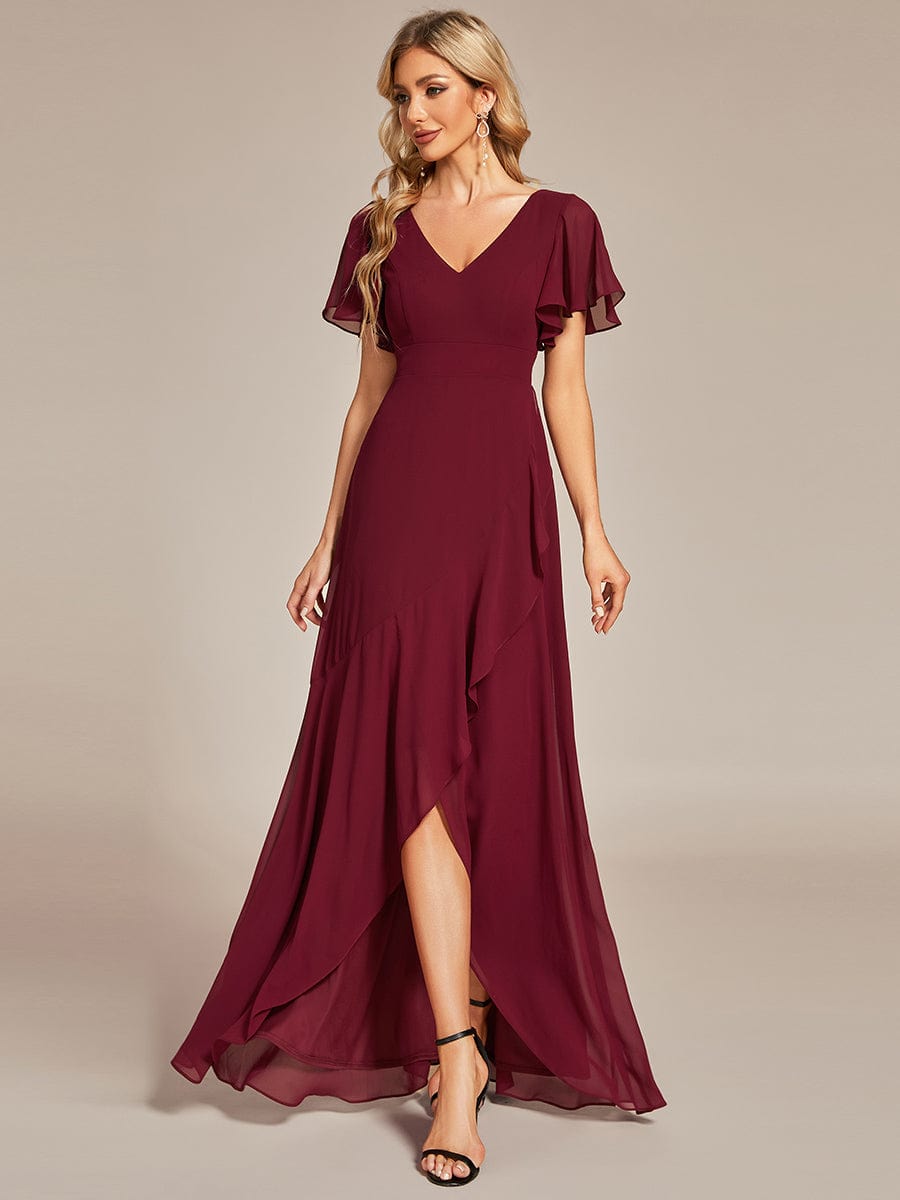 Custom Size Charming Chiffon Bridesmaid Dress with Lotus Leaf Hemline