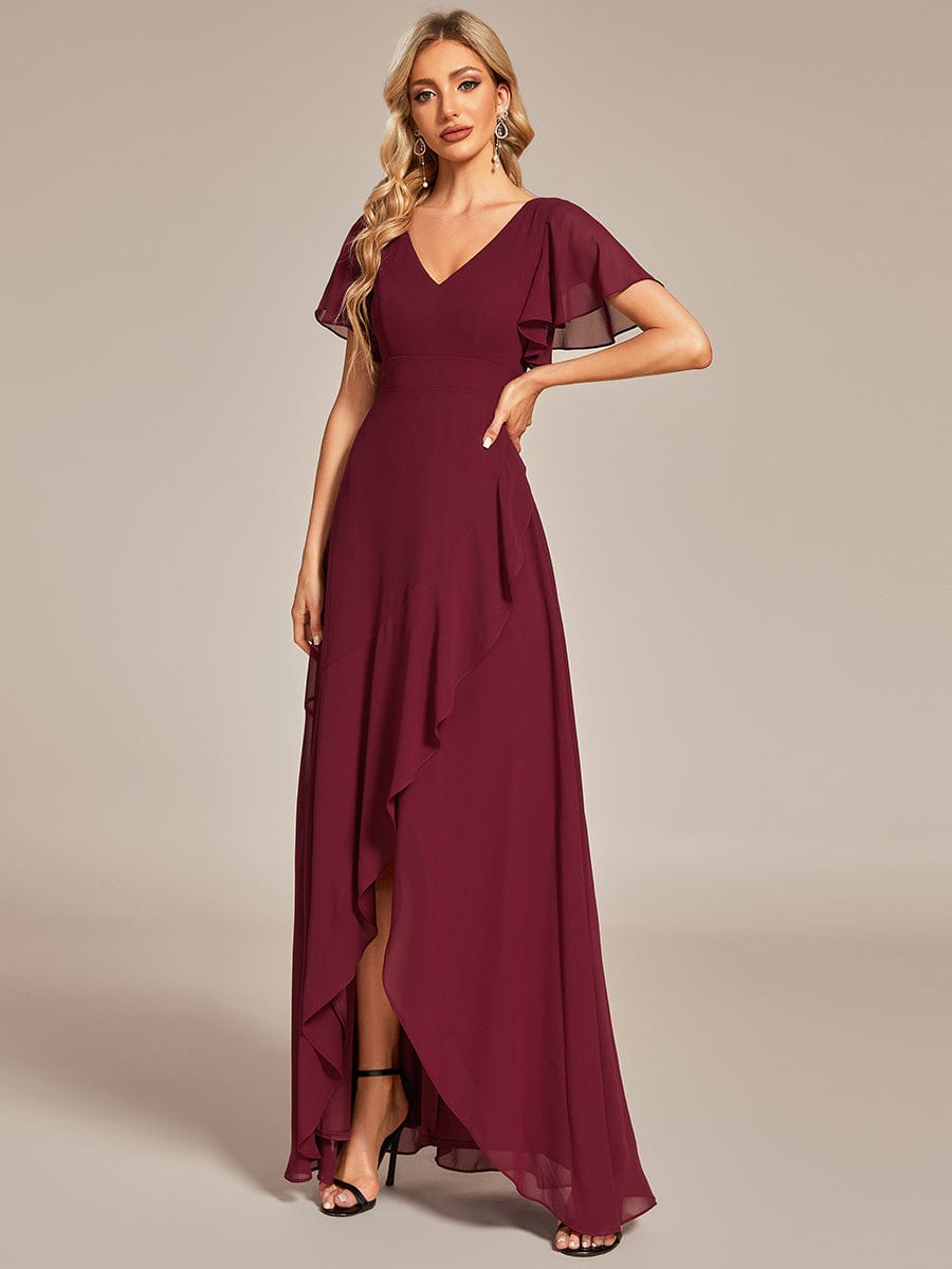 Custom Size Charming Chiffon Bridesmaid Dress with Lotus Leaf Hemline