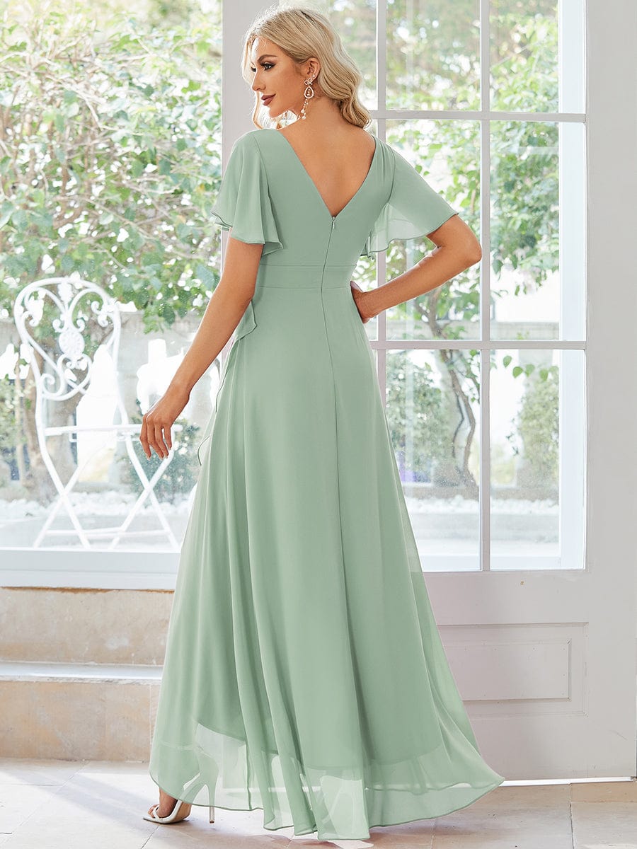 Custom Size Charming Chiffon Bridesmaid Dress with Lotus Leaf Hemline