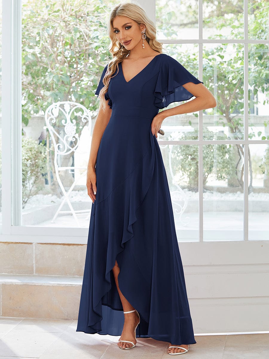 Custom Size Charming Chiffon Bridesmaid Dress with Lotus Leaf Hemline