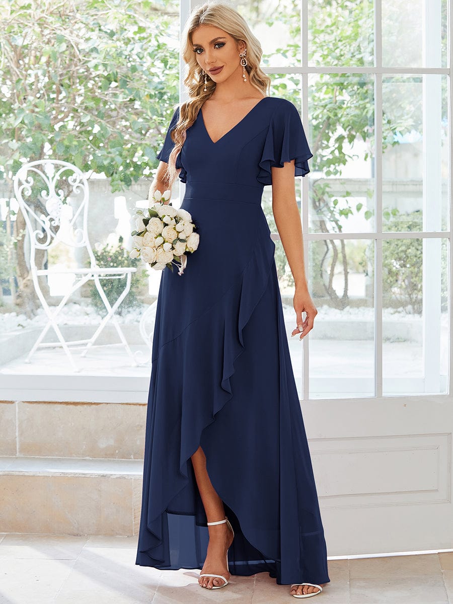 Custom Size Charming Chiffon Bridesmaid Dress with Lotus Leaf Hemline