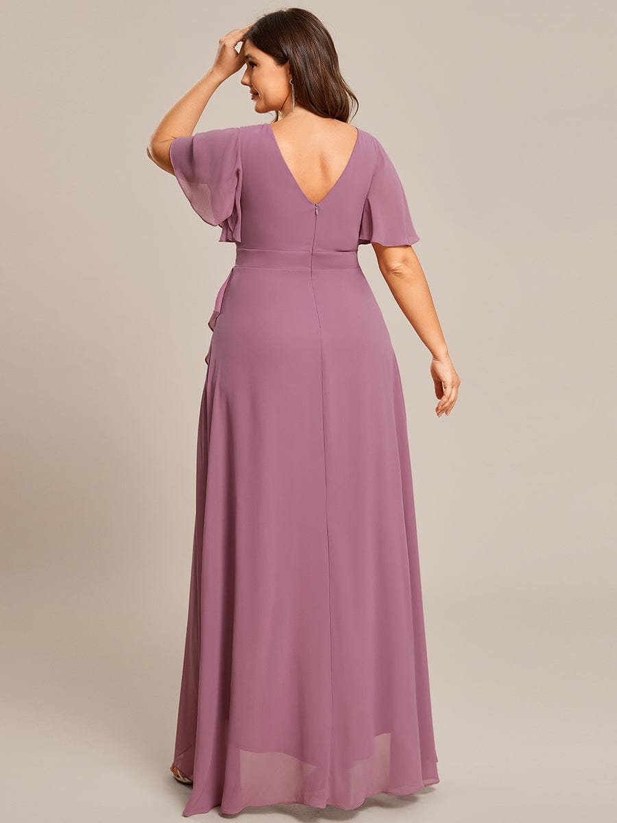 Custom Size Charming Chiffon Bridesmaid Dress with Lotus Leaf Hemline