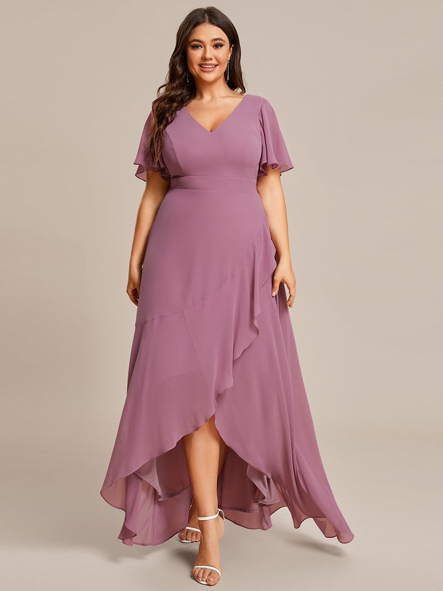 Custom Size Charming Chiffon Bridesmaid Dress with Lotus Leaf Hemline