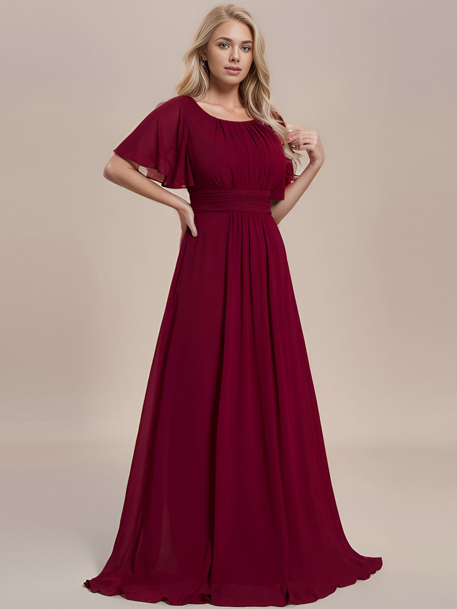 Simple Chiffon Pleated A-Line Round Neckline Bridesmaid Dress