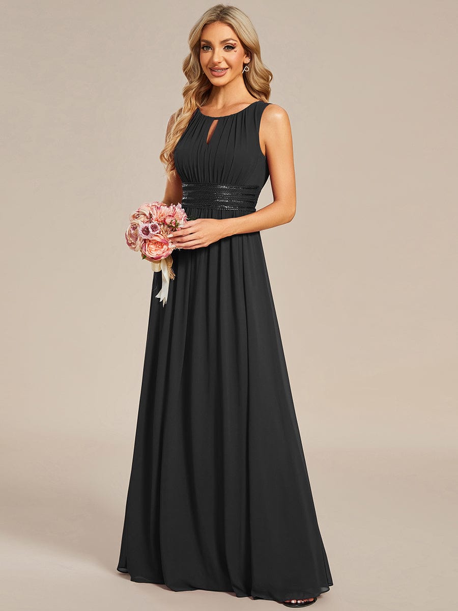 A-Line Chiffon Round Neckline Bridesmaid Dress with Sleeveless and Pleats