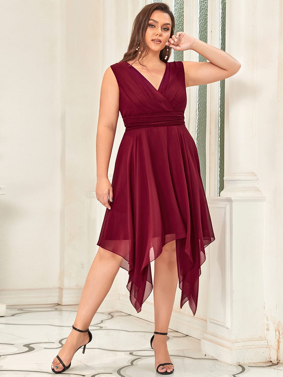 Knee Length Chiffon Bridesmaid Dress with Irregular Hem