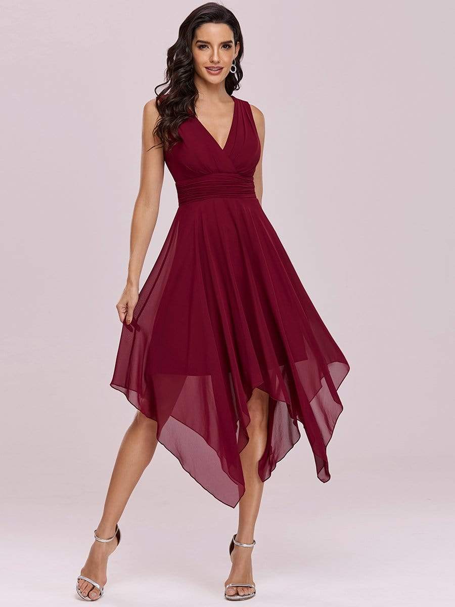 Knee Length Chiffon Bridesmaid Dress with Irregular Hem