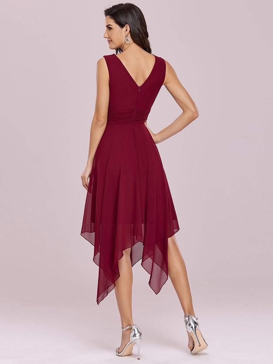 Knee Length Chiffon Bridesmaid Dress with Irregular Hem