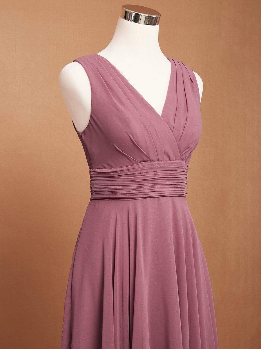 Custom Size Knee Length Chiffon Bridesmaid Dress with Irregular Hem