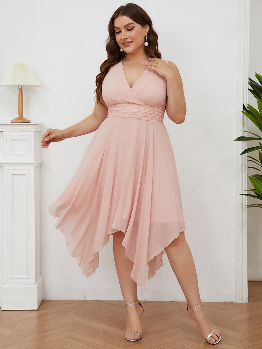 Custom Size Knee Length Chiffon Bridesmaid Dress with Irregular Hem