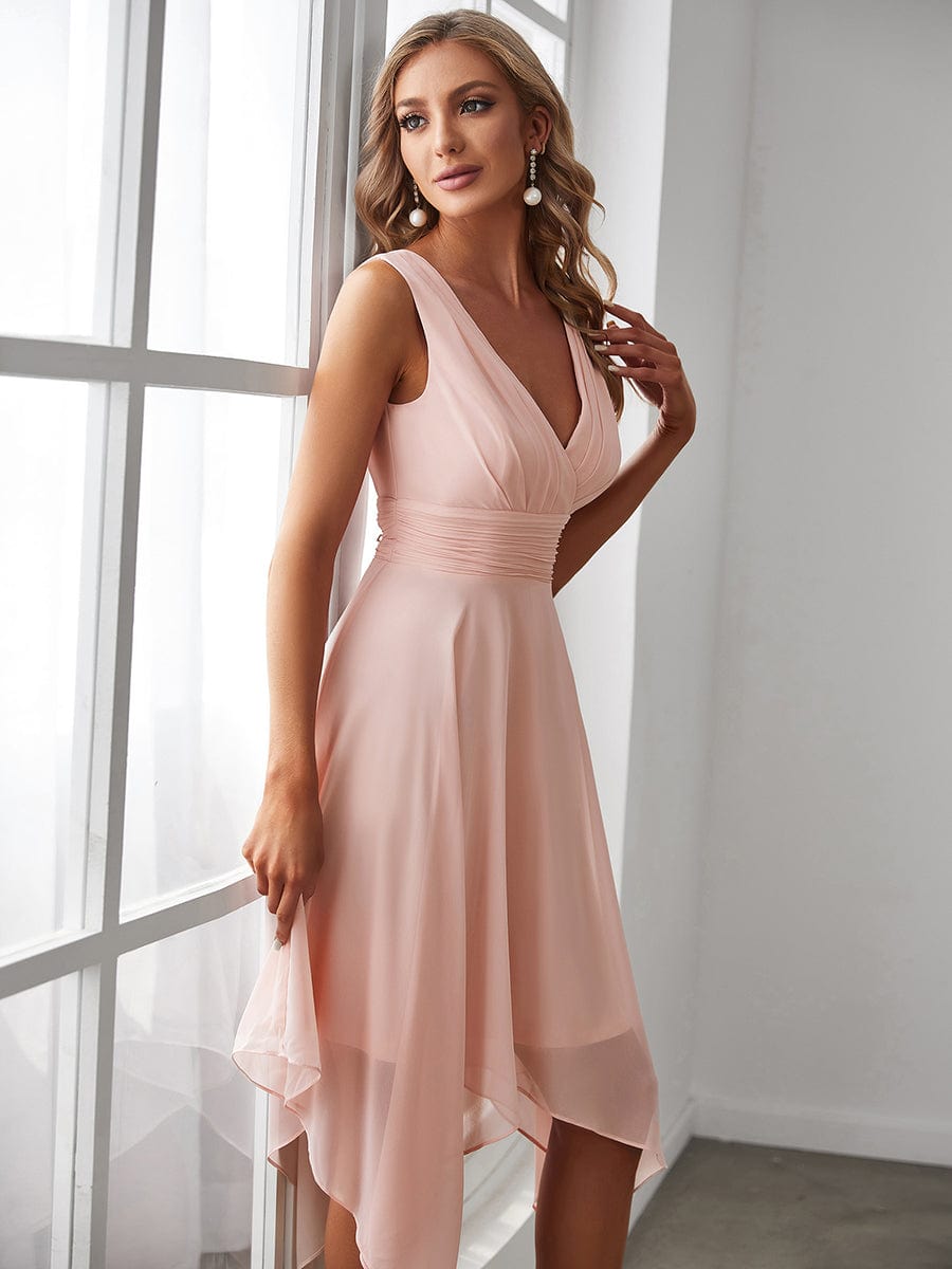 Custom Size Knee Length Chiffon Bridesmaid Dress with Irregular Hem