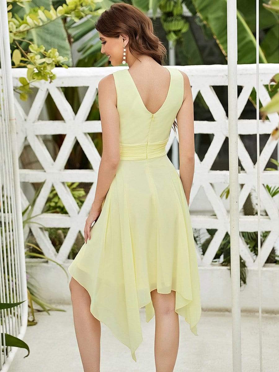 Custom Size Knee Length Chiffon Bridesmaid Dress with Irregular Hem